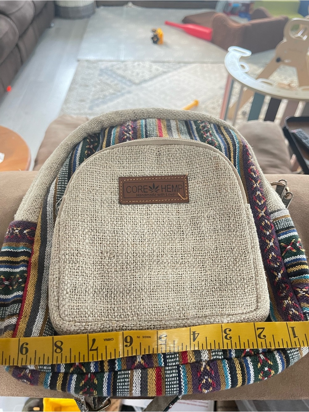 Natural Multi-Color Woven Backpack - Picture 9 of 12